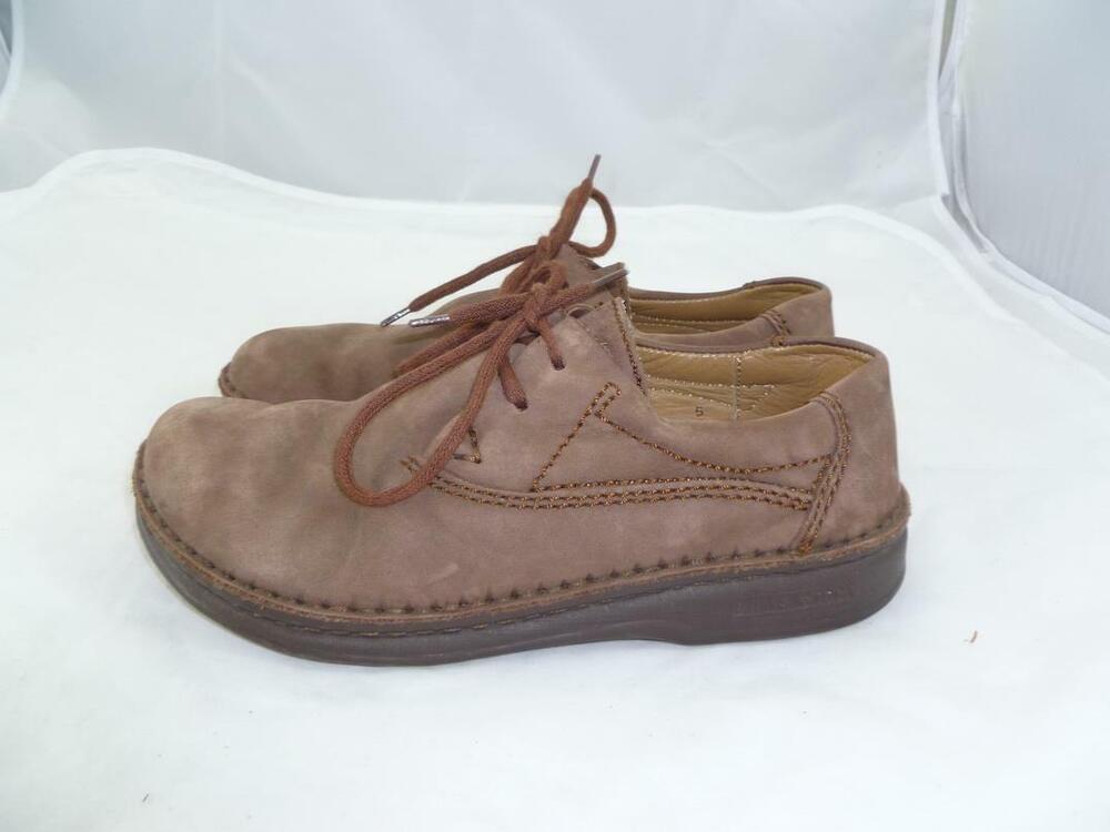 BIRKENSTOCK WOMEN L 5/36 NARROW USED BROWN NUBUCK LEATHER COMFORT SHOES/OXFORDS